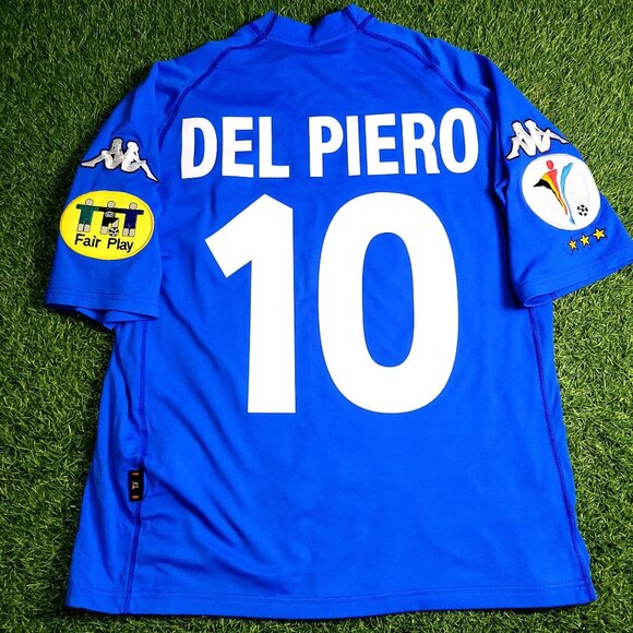 Del Piero Italy Kappa 2000 EURO CUP Home Soccer Jersey Shirt XL